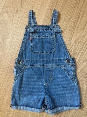 Levi's Baby Girls Spaghetti-Strap Denim Shortall Overalls 2T 24 Mos
